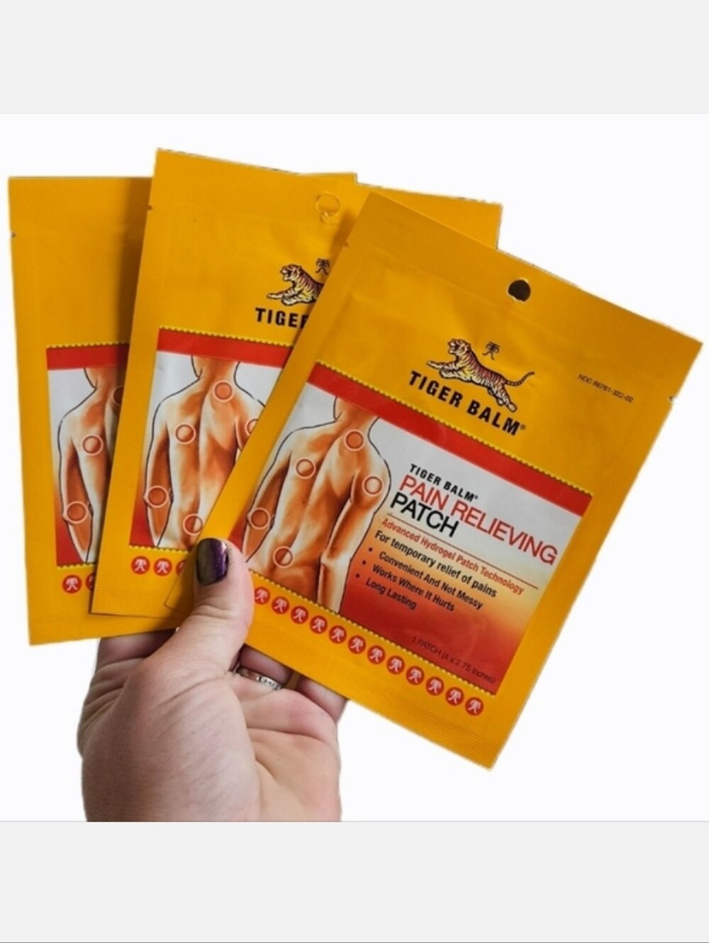 NWT 》3×《 TIGER BALM PAIN RELIEVING 4"×2.75" PATCHES!